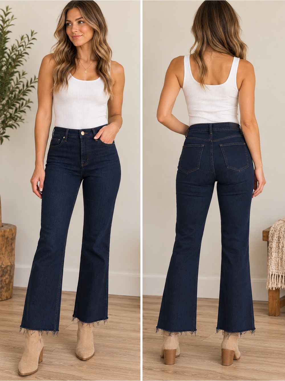 KUT from the Kloth Kelsey Fab AB Ankle Flare Jeans Size 2 Dark Wash Raw Hem